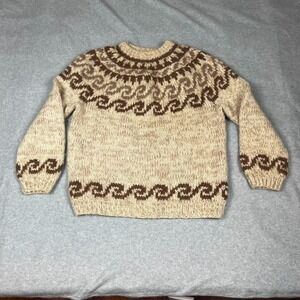 Vtg Samband of Iceland Men's 100% Virgin Wool Sweater Brown Handknit Sz L (?)